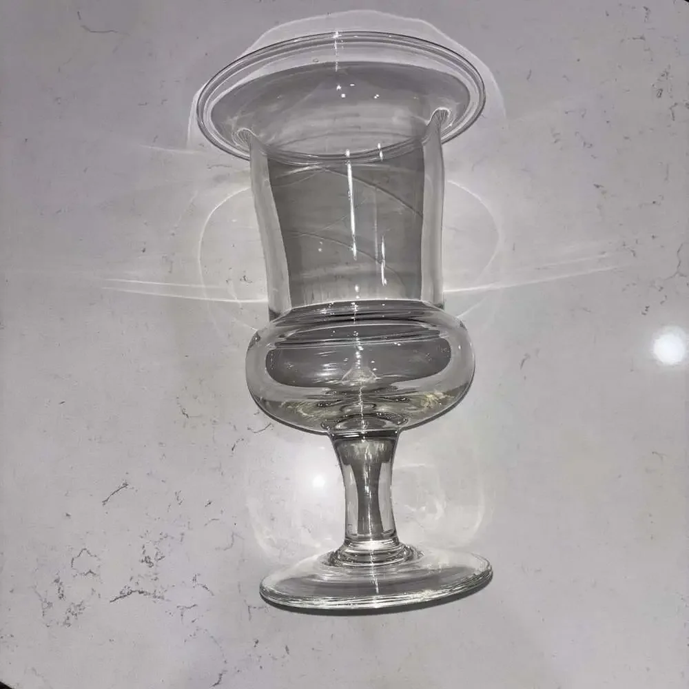 Hand Blown Clear Glass Urn Pedestal Hurricane Vase 12” Heavy